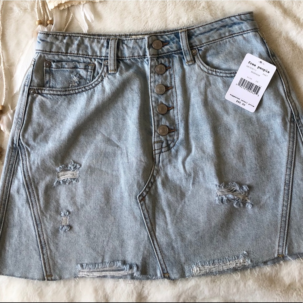 Free people 100% denim skirt NWT
